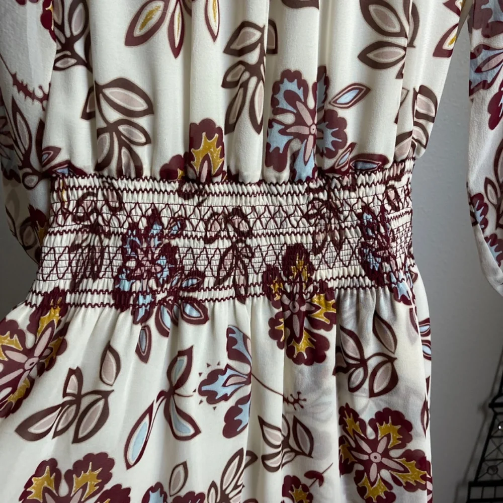 Tory Burch Indie Smocked Off-the-Shoulder Floral Silk Dress, Ivory - Picture 5 of 11